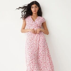 & Other Stories NWT Wrap Red Floral Midi Dress